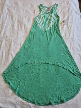 Guess girls 10/12 green hi low dress tye dye effect top sleeveless NWT